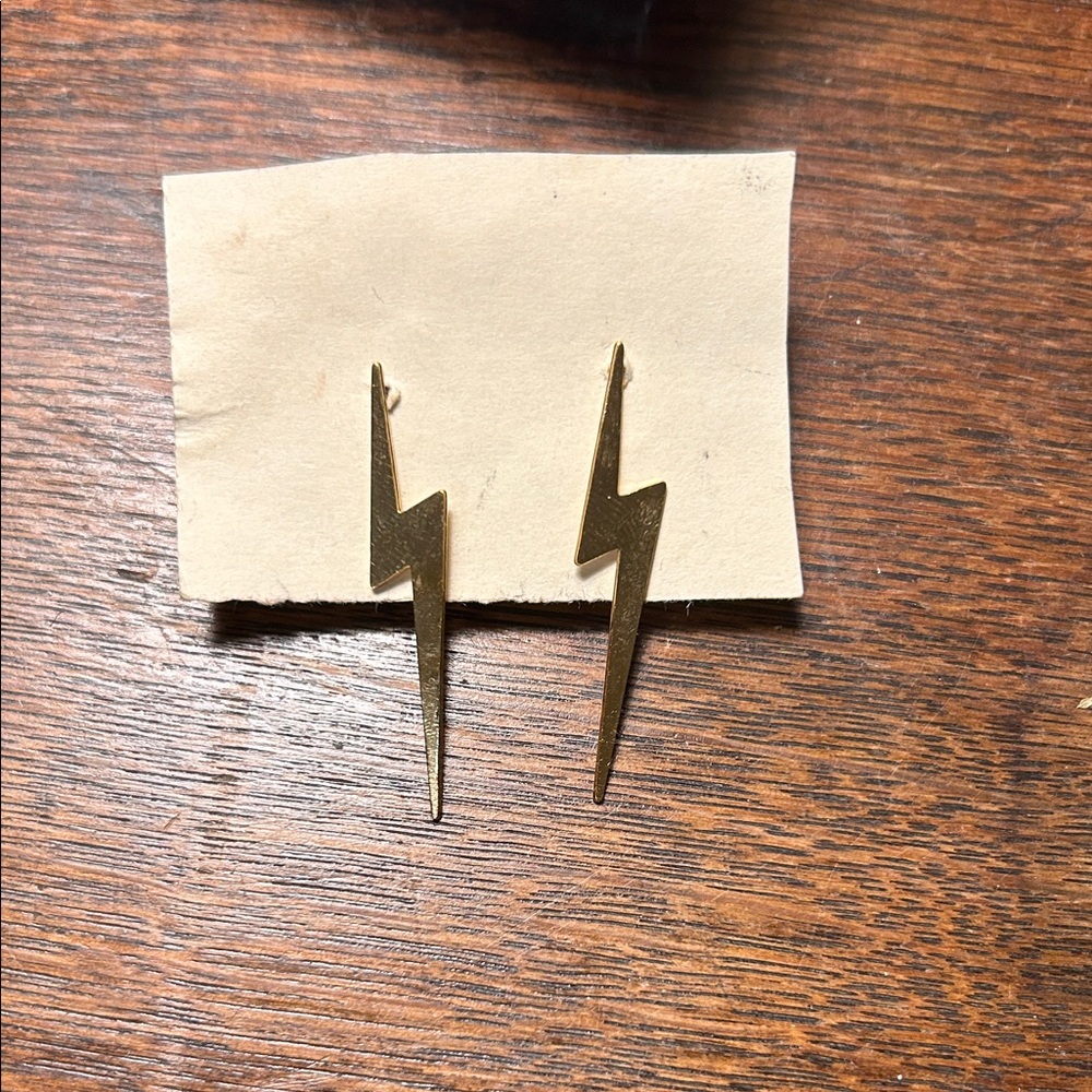 Gold Lightning Bolt Earrings